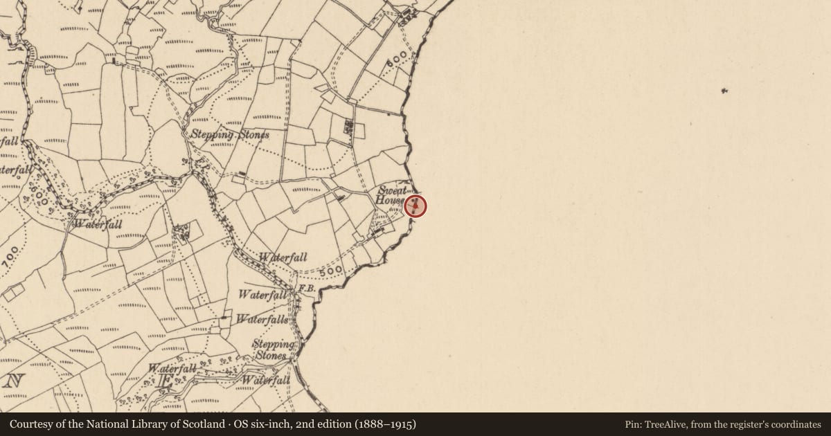 Ordnance Survey six-inch map, 2nd edition (1888–1915) covering the location of Sweathouse, Tonlegee, County Leitrim, with a pin at the register's coordinates