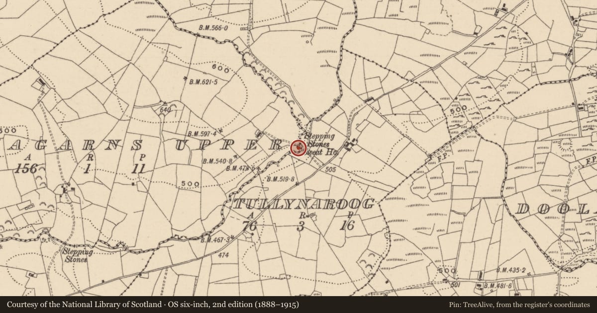 Ordnance Survey six-inch map, 2nd edition (1888–1915) covering the location of Sweathouse, Kilnagarns Upper, County Leitrim, with a pin at the register's coordinates
