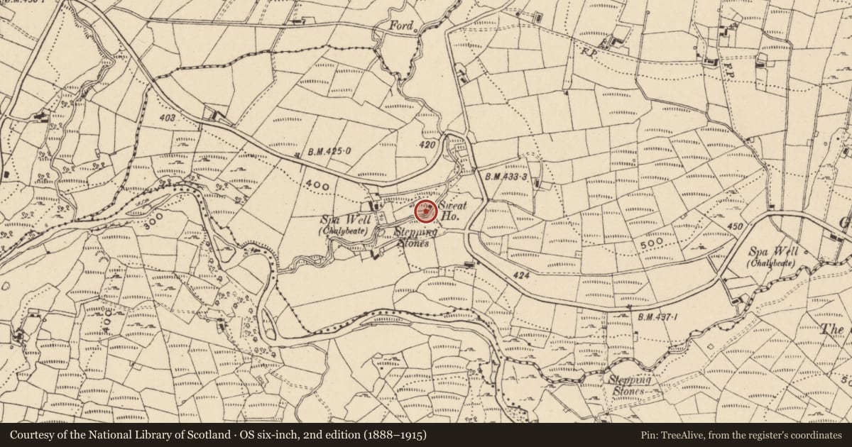 Ordnance Survey six-inch map, 2nd edition (1888–1915) covering the location of Sweathouse, Sranagarvanagh, County Leitrim, with a pin at the register's coordinates