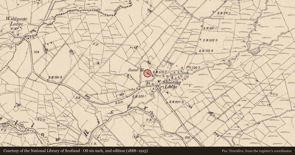 Ordnance Survey six-inch map, 2nd edition (1888–1915) covering the location of Sweathouse, Slievenakilla, County Leitrim, with a pin at the register's coordinates