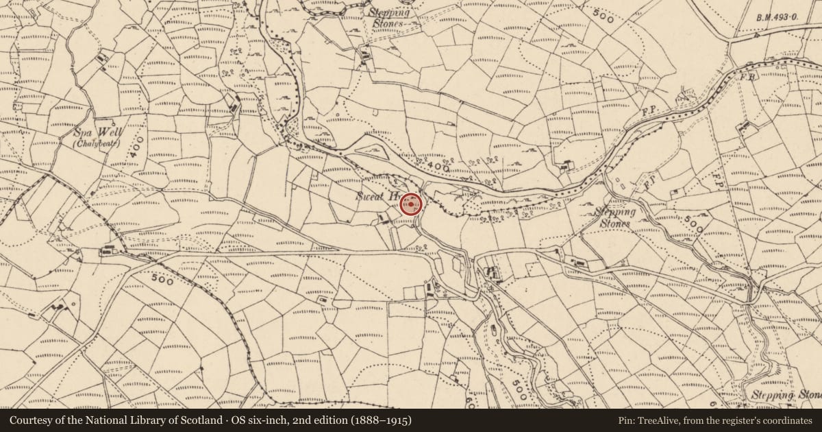 Ordnance Survey six-inch map, 2nd edition (1888–1915) covering the location of Sweathouse, Aughrim, County Leitrim, with a pin at the register's coordinates