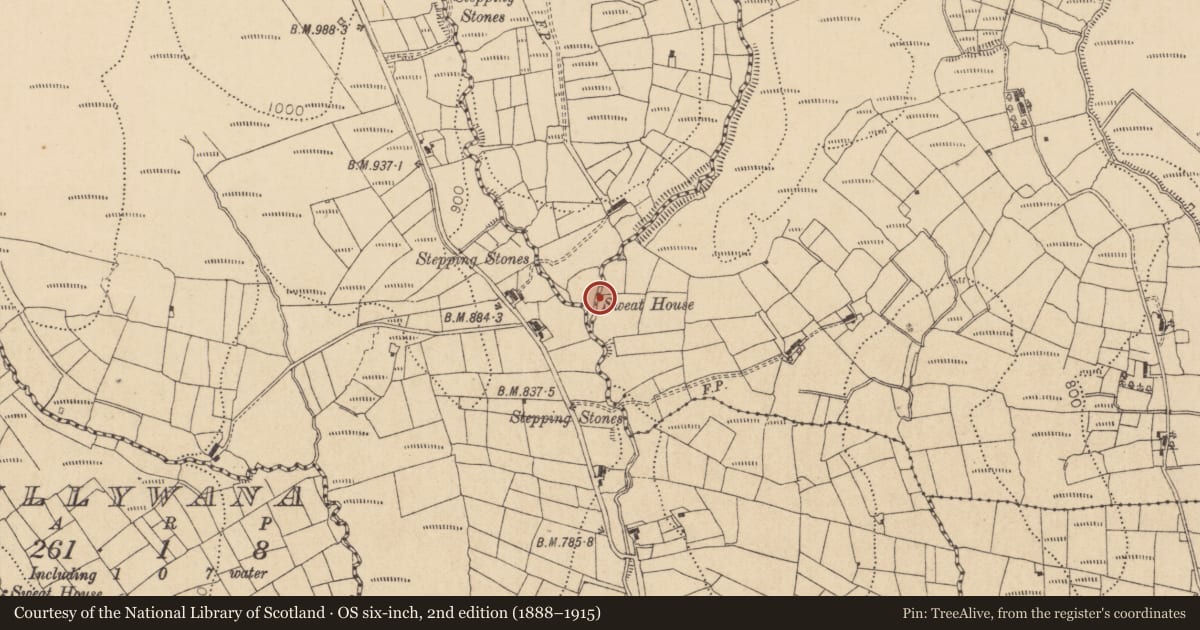 Ordnance Survey six-inch map, 2nd edition (1888–1915) covering the location of Sweathouse, Altakeeran, County Leitrim, with a pin at the register's coordinates