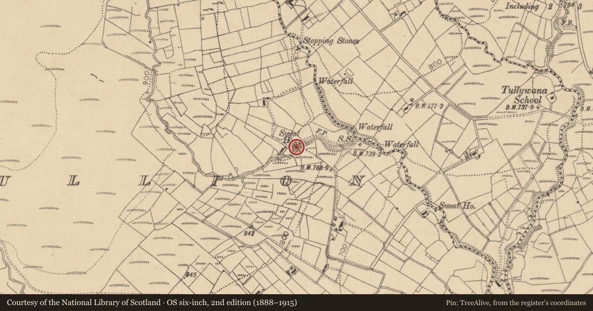 Ordnance Survey six-inch map, 2nd edition (1888–1915) covering the location of Sweathouse, Knockacullion, County Leitrim, with a pin at the register's coordinates