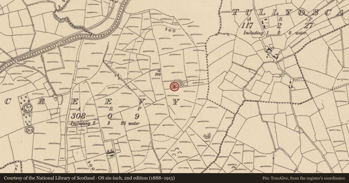 Ordnance Survey six-inch map, 2nd edition (1888–1915) covering the location of Ringfort - rath, Creevy, County Leitrim, with a pin at the register's coordinates