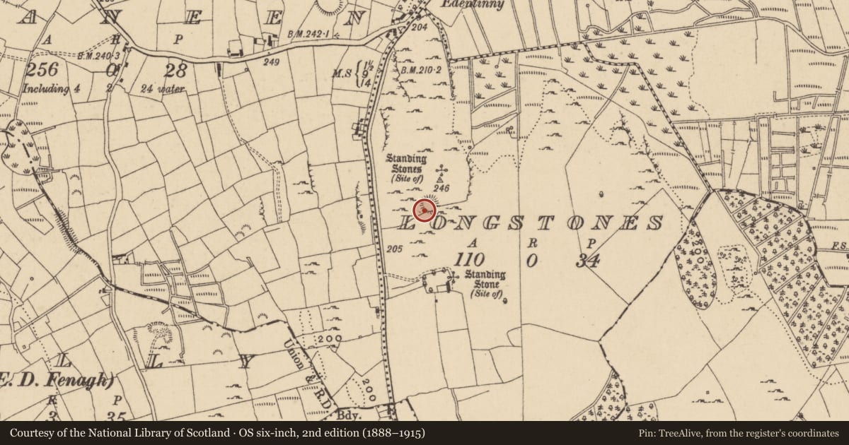 Ordnance Survey six-inch map, 2nd edition (1888–1915) covering the location of Ringfort - unclassified, Longstones, County Leitrim, with a pin at the register's coordinates