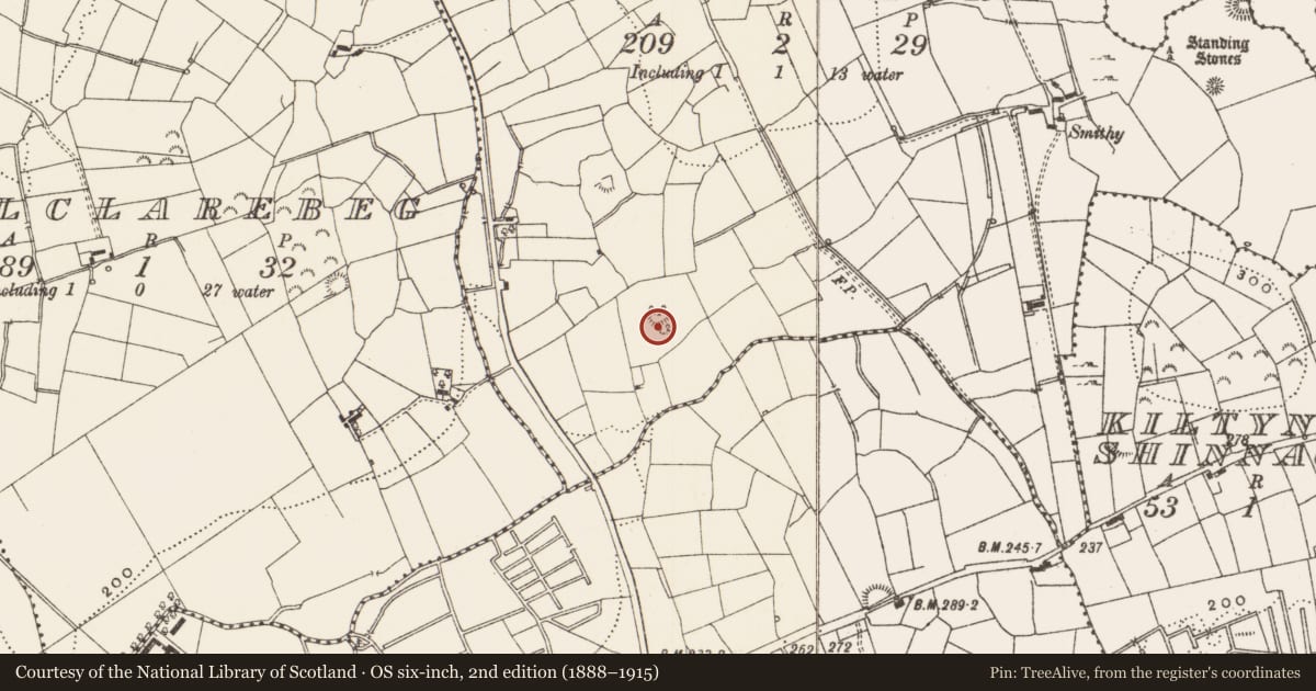 Ordnance Survey six-inch map, 2nd edition (1888–1915) covering the location of Ringfort - rath, Kilclaremore, County Leitrim, with a pin at the register's coordinates