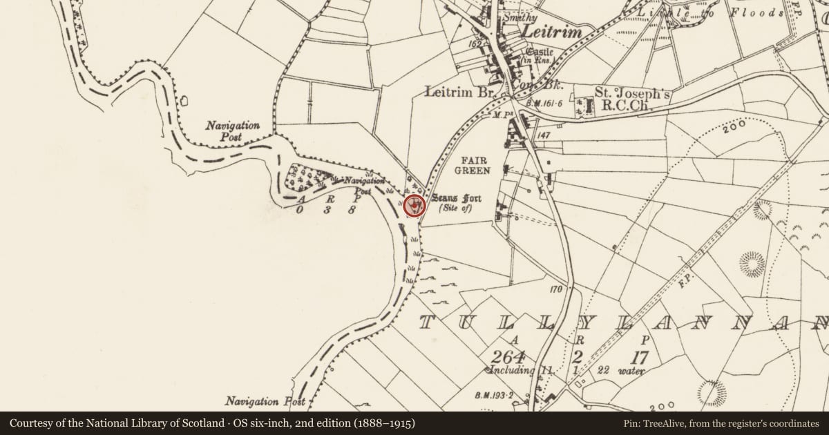 Ordnance Survey six-inch map, 2nd edition (1888–1915) covering the location of Ringfort - unclassified, Leitrim, with a pin at the register's coordinates