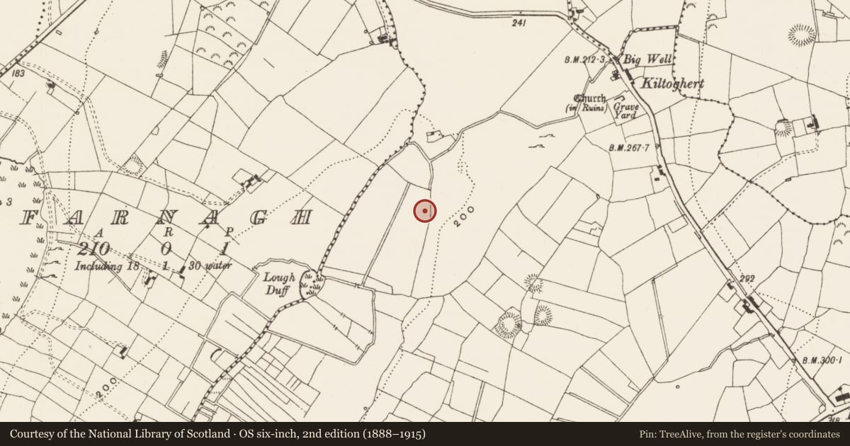 Ordnance Survey six-inch map, 2nd edition (1888–1915) covering the location of Ringfort - rath, Kiltoghert, County Leitrim, with a pin at the register's coordinates