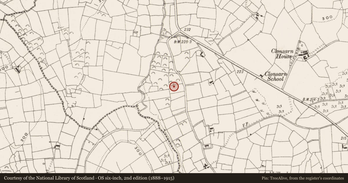 Ordnance Survey six-inch map, 2nd edition (1888–1915) covering the location of Earthwork, Lisgillock Glebe, County Leitrim, with a pin at the register's coordinates