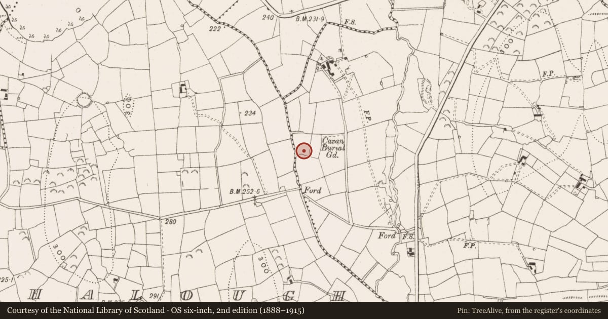 Ordnance Survey six-inch map, 2nd edition (1888–1915) covering the location of Ritual site - holy well, Killyfea, County Leitrim, with a pin at the register's coordinates