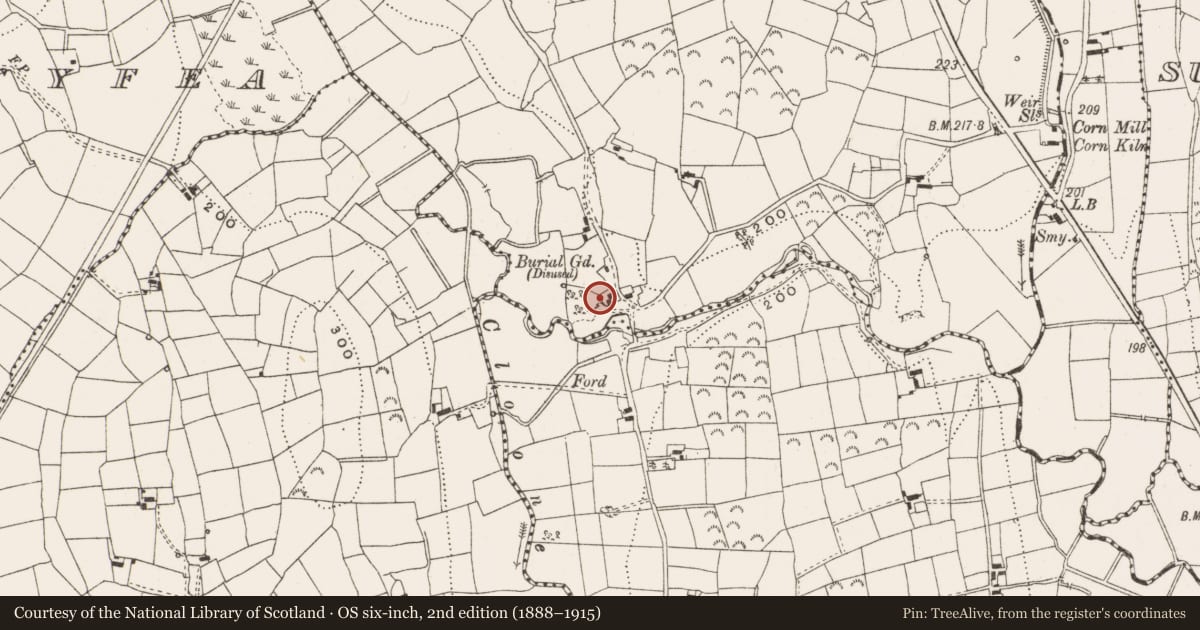 Ordnance Survey six-inch map, 2nd edition (1888–1915) covering the location of Burial ground, Lisgillock Glebe, County Leitrim, with a pin at the register's coordinates