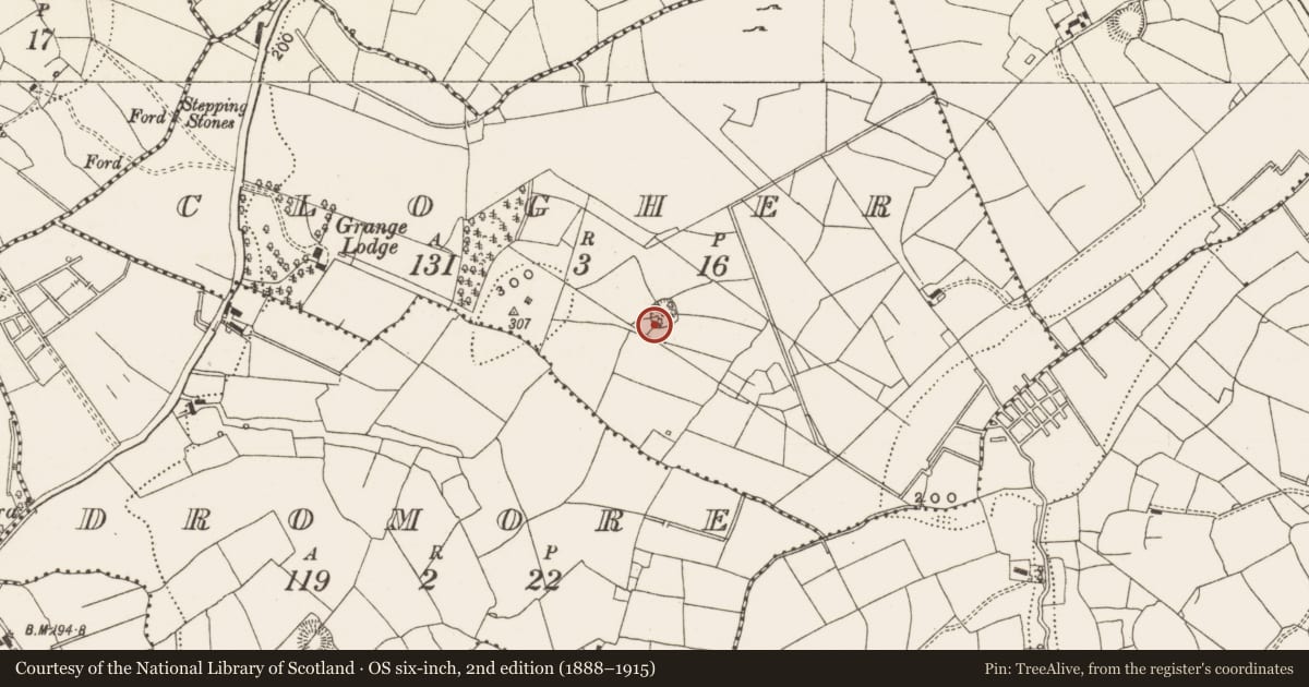 Ordnance Survey six-inch map, 2nd edition (1888–1915) covering the location of Ringfort - rath, Clogher, County Leitrim, with a pin at the register's coordinates