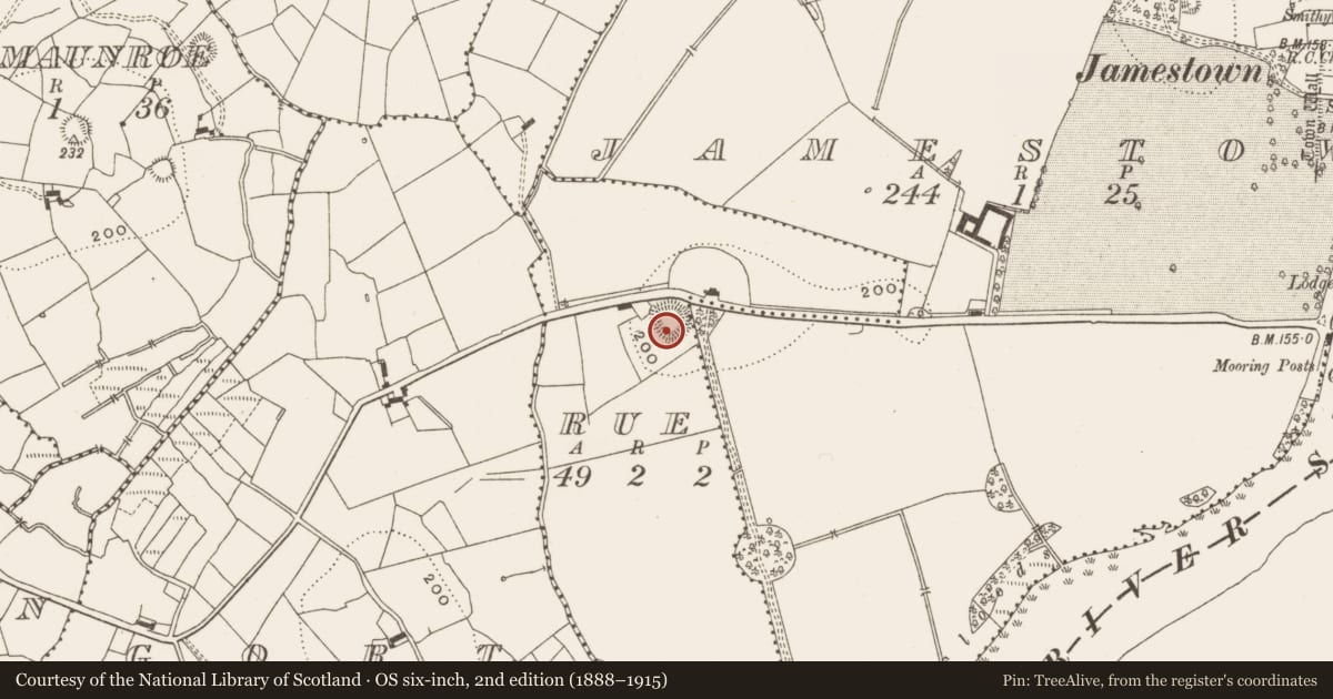 Ordnance Survey six-inch map, 2nd edition (1888–1915) covering the location of Ringfort - rath, Rue, County Leitrim, with a pin at the register's coordinates