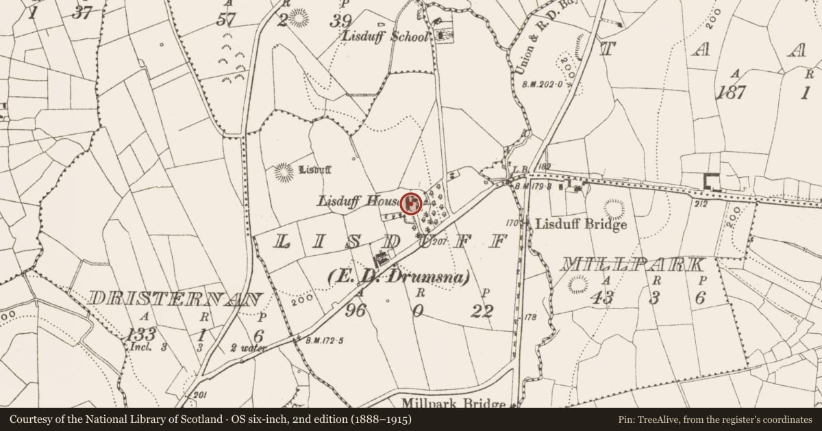 Ordnance Survey six-inch map, 2nd edition (1888–1915) covering the location of Ringfort - unclassified, Lisduff, County Leitrim, with a pin at the register's coordinates