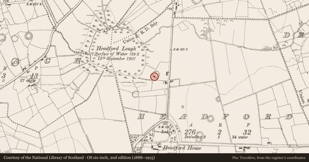 Ordnance Survey six-inch map, 2nd edition (1888–1915) covering the location of Ringfort - rath, Headford, County Leitrim, with a pin at the register's coordinates