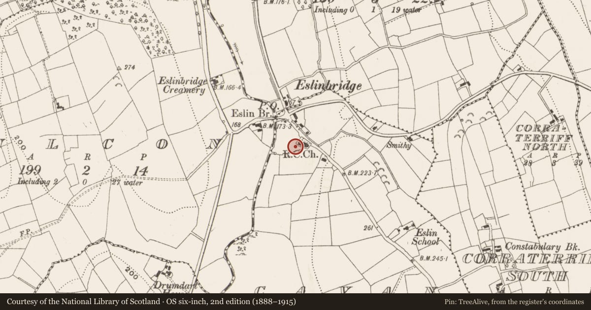Ordnance Survey six-inch map, 2nd edition (1888–1915) covering the location of Stoup (present location), Cavan, County Leitrim, with a pin at the register's coordinates