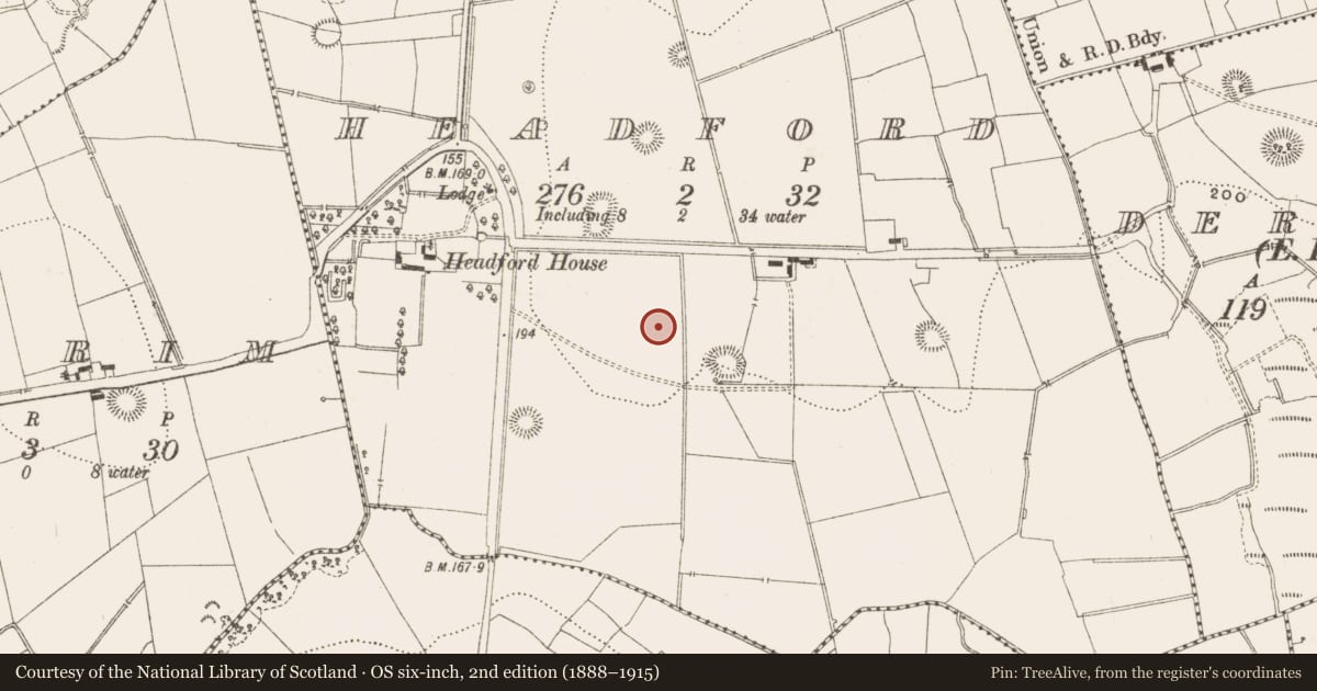 Ordnance Survey six-inch map, 2nd edition (1888–1915) covering the location of Ringfort - rath, Headford, County Leitrim, with a pin at the register's coordinates