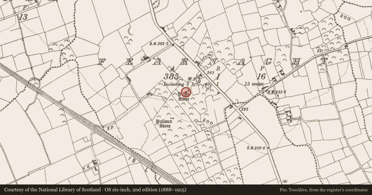 Ordnance Survey six-inch map, 2nd edition (1888–1915) covering the location of Standing stone, Fearnaght, County Leitrim, with a pin at the register's coordinates