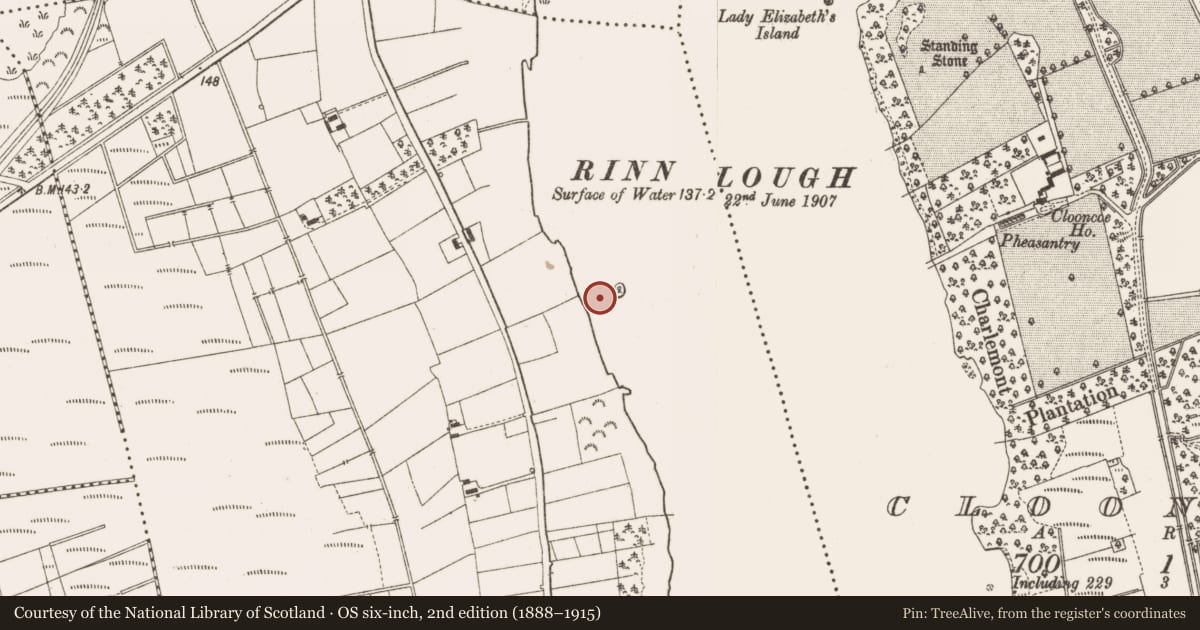 Ordnance Survey six-inch map, 2nd edition (1888–1915) covering the location of Crannog, Tulcon, County Leitrim, with a pin at the register's coordinates