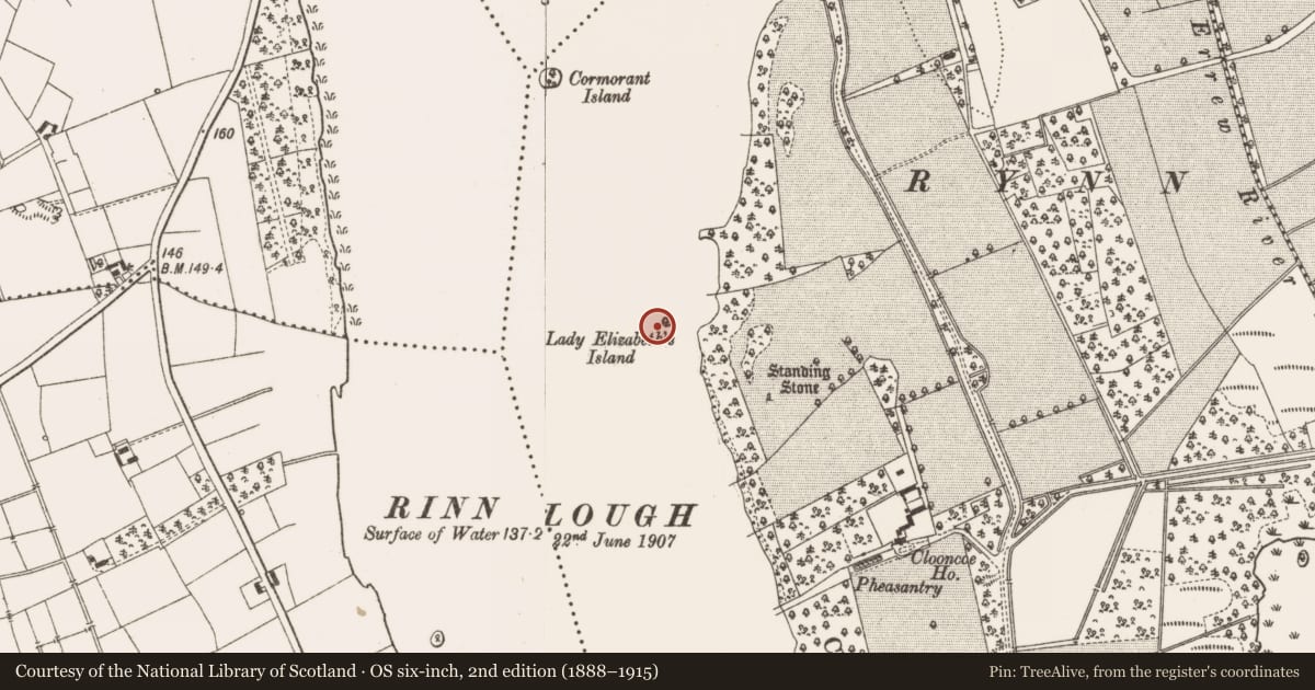 Ordnance Survey six-inch map, 2nd edition (1888–1915) covering the location of Crannog, Clooncoe, County Leitrim, with a pin at the register's coordinates