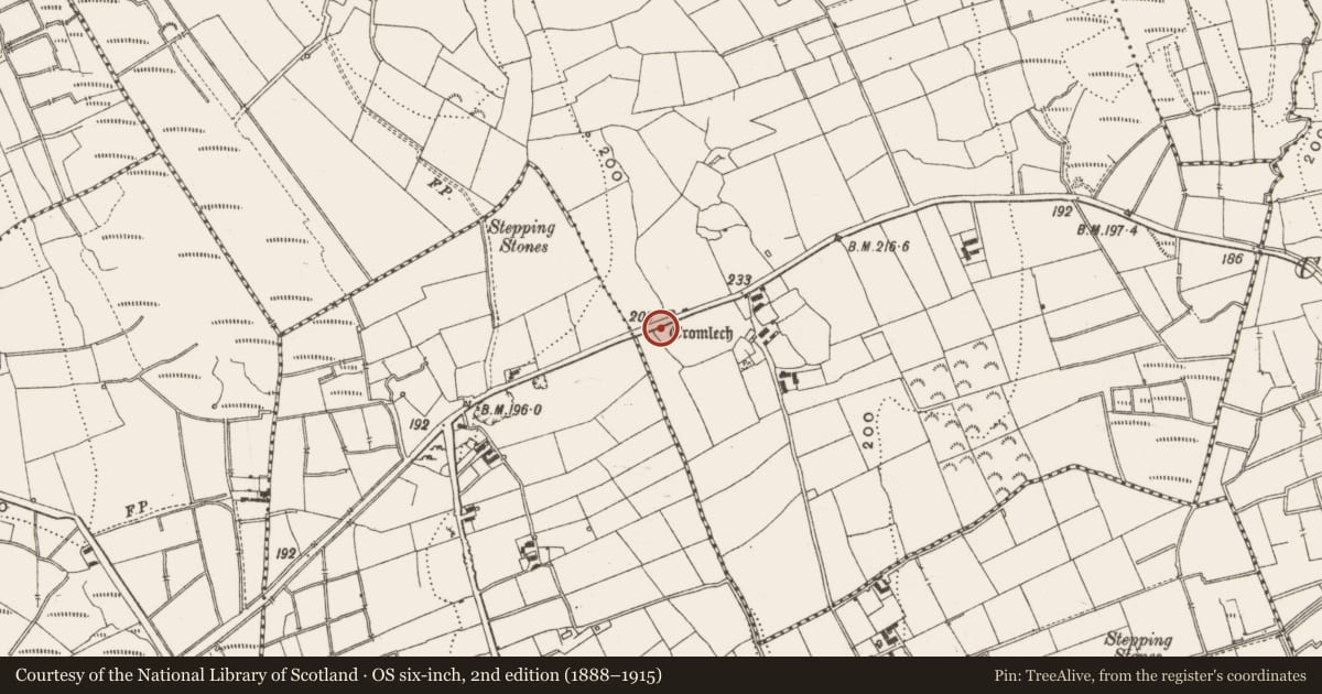 Ordnance Survey six-inch map, 2nd edition (1888–1915) covering the location of Megalithic tomb - portal tomb, Annaghmore, County Leitrim, with a pin at the register's coordinates
