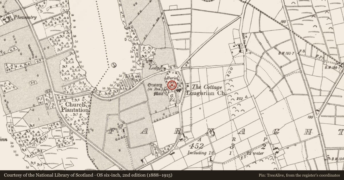 Ordnance Survey six-inch map, 2nd edition (1888–1915) covering the location of Cross-inscribed stone, Farnaght, County Leitrim, with a pin at the register's coordinates
