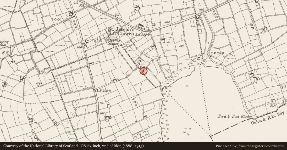 Ordnance Survey six-inch map, 2nd edition (1888–1915) covering the location of Burnt spread, Cornageeha, County Leitrim, with a pin at the register's coordinates