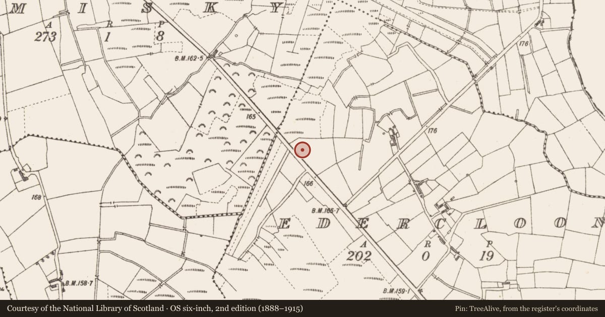 Ordnance Survey six-inch map, 2nd edition (1888–1915) covering the location of Road - class 1 togher, Edercloon, County Longford, with a pin at the register's coordinates
