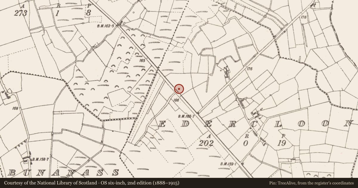Ordnance Survey six-inch map, 2nd edition (1888–1915) covering the location of Road - class 1 togher, Edercloon, County Longford, with a pin at the register's coordinates