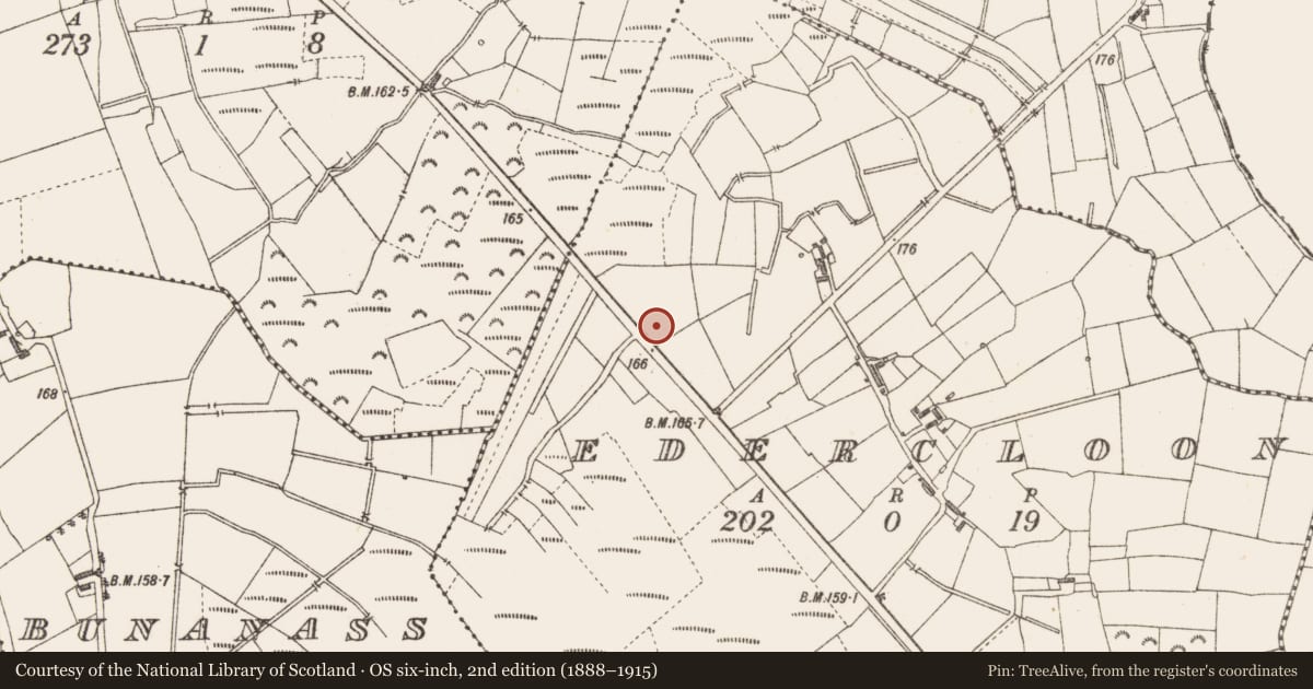 Ordnance Survey six-inch map, 2nd edition (1888–1915) covering the location of Road - class 3 togher, Edercloon, County Longford, with a pin at the register's coordinates