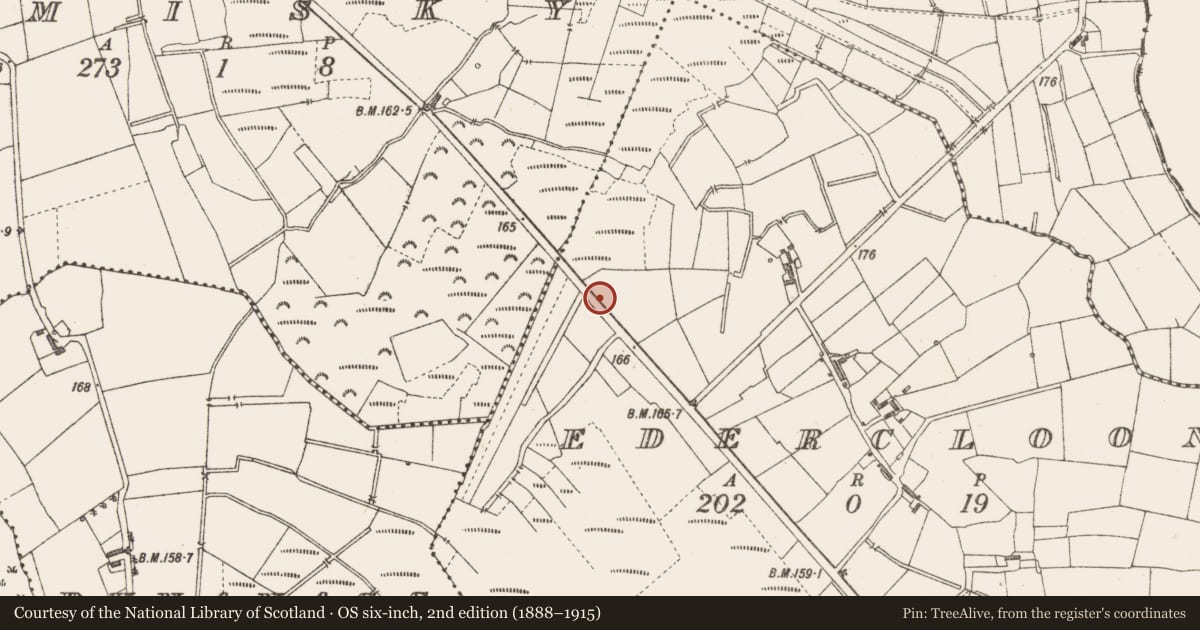 Ordnance Survey six-inch map, 2nd edition (1888–1915) covering the location of Platform - peatland, Edercloon, County Longford, with a pin at the register's coordinates