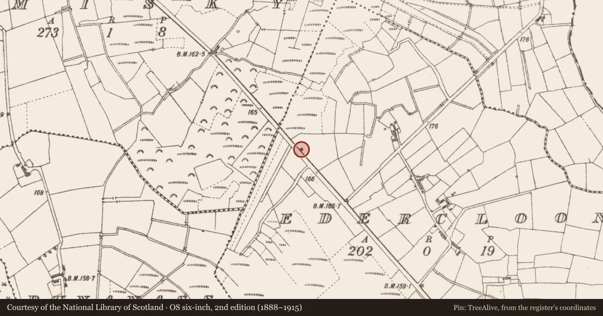 Ordnance Survey six-inch map, 2nd edition (1888–1915) covering the location of Structure - peatland, Edercloon, County Longford, with a pin at the register's coordinates