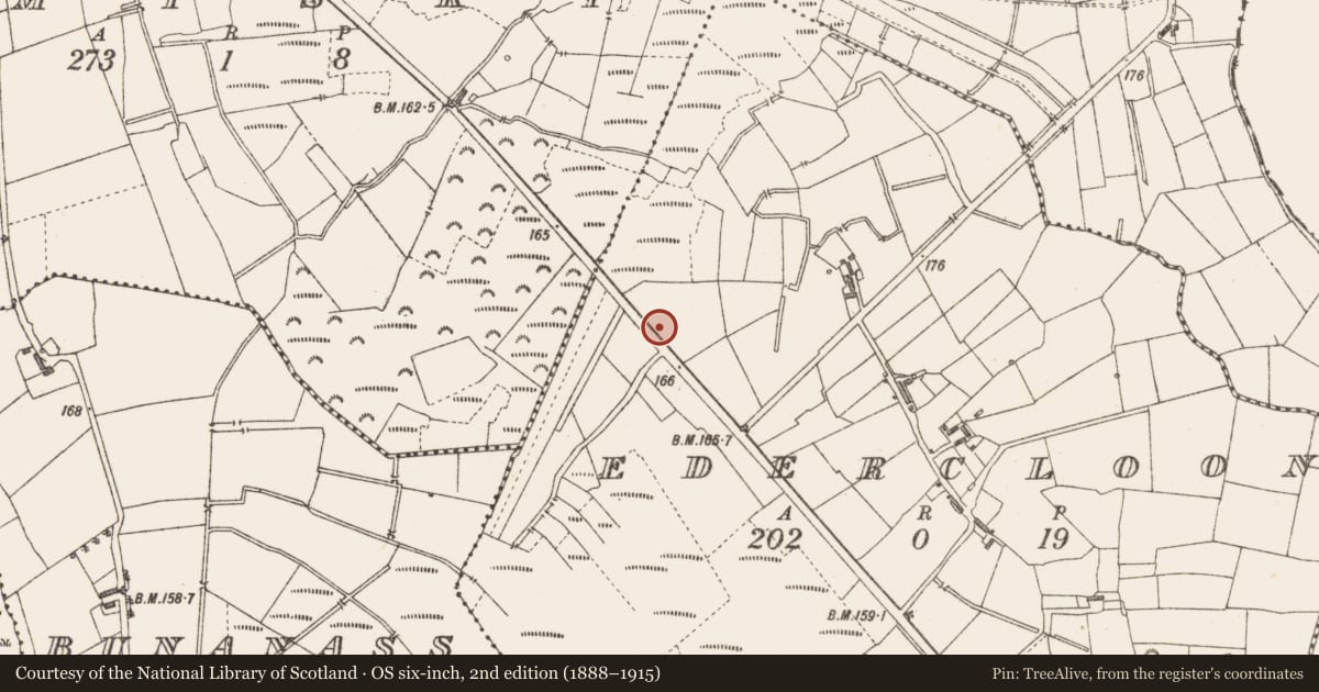 Ordnance Survey six-inch map, 2nd edition (1888–1915) covering the location of Road - class 3 togher, Edercloon, County Longford, with a pin at the register's coordinates
