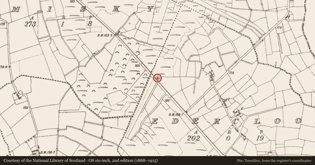 Ordnance Survey six-inch map, 2nd edition (1888–1915) covering the location of Structure - peatland, Edercloon, County Longford, with a pin at the register's coordinates