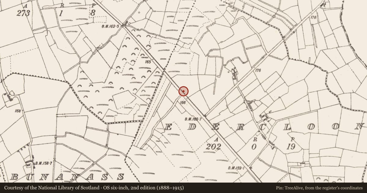 Ordnance Survey six-inch map, 2nd edition (1888–1915) covering the location of Road - class 2 togher, Edercloon, County Longford, with a pin at the register's coordinates