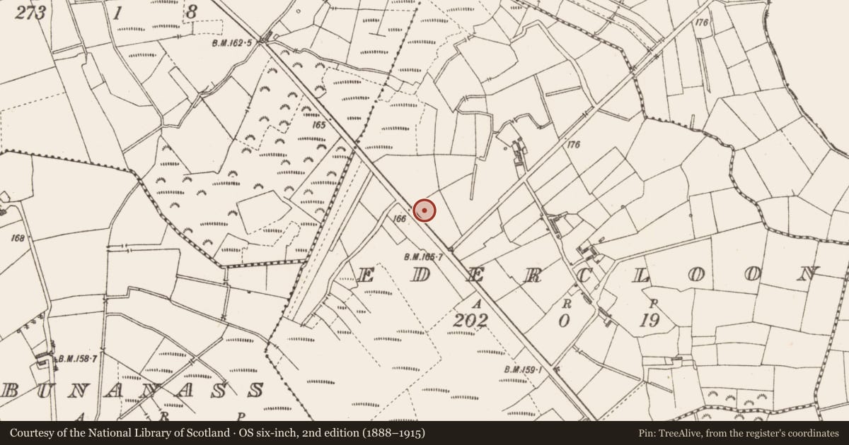 Ordnance Survey six-inch map, 2nd edition (1888–1915) covering the location of Road - class 3 togher, Edercloon, County Longford, with a pin at the register's coordinates