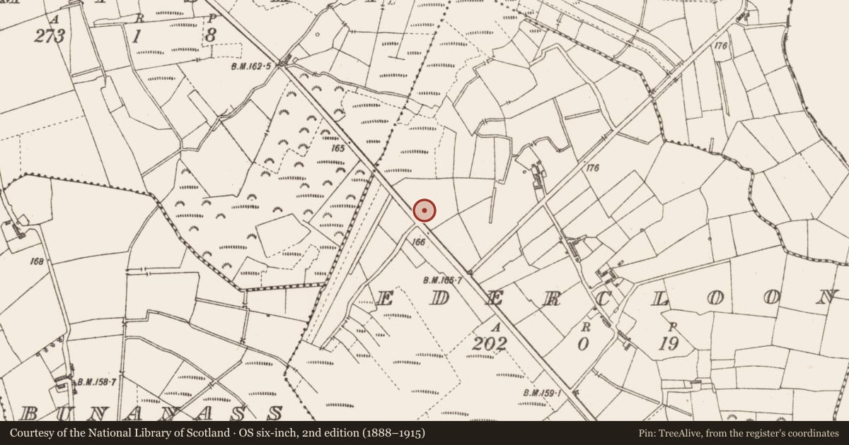 Ordnance Survey six-inch map, 2nd edition (1888–1915) covering the location of Road - class 2 togher, Edercloon, County Longford, with a pin at the register's coordinates