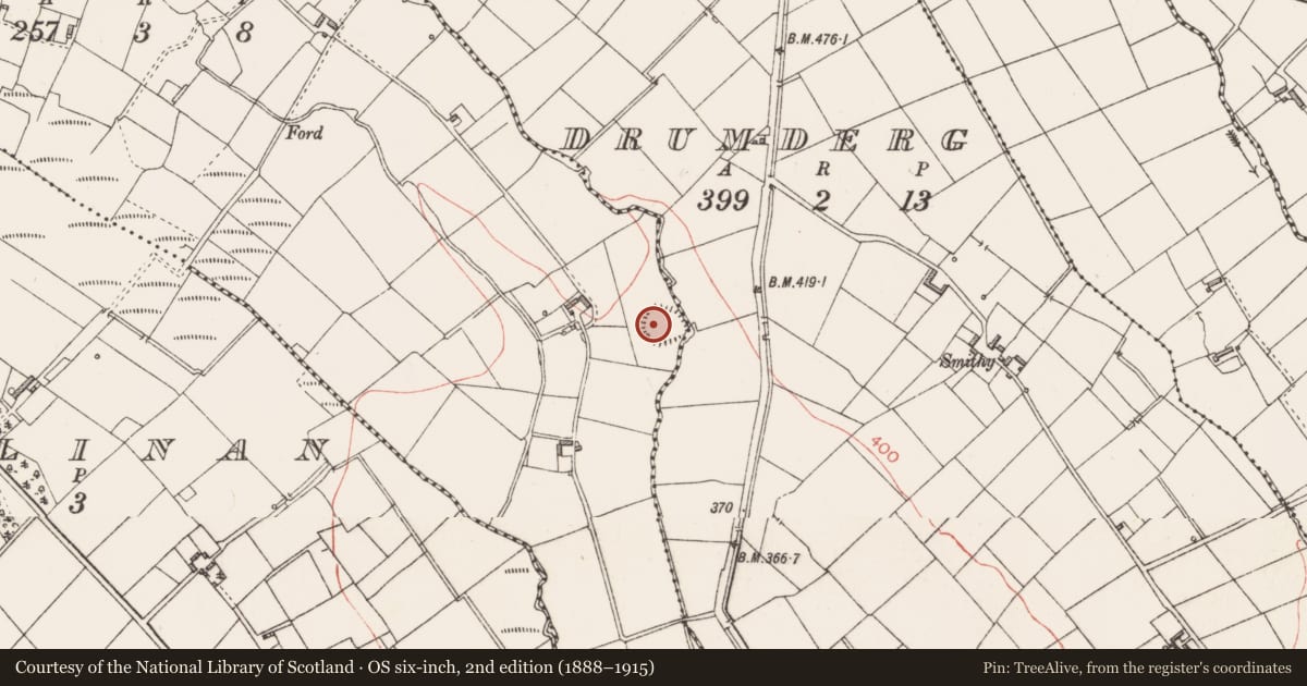 Ordnance Survey six-inch map, 2nd edition (1888–1915) covering the location of Ringfort - rath, Castlebaun, County Longford, with a pin at the register's coordinates
