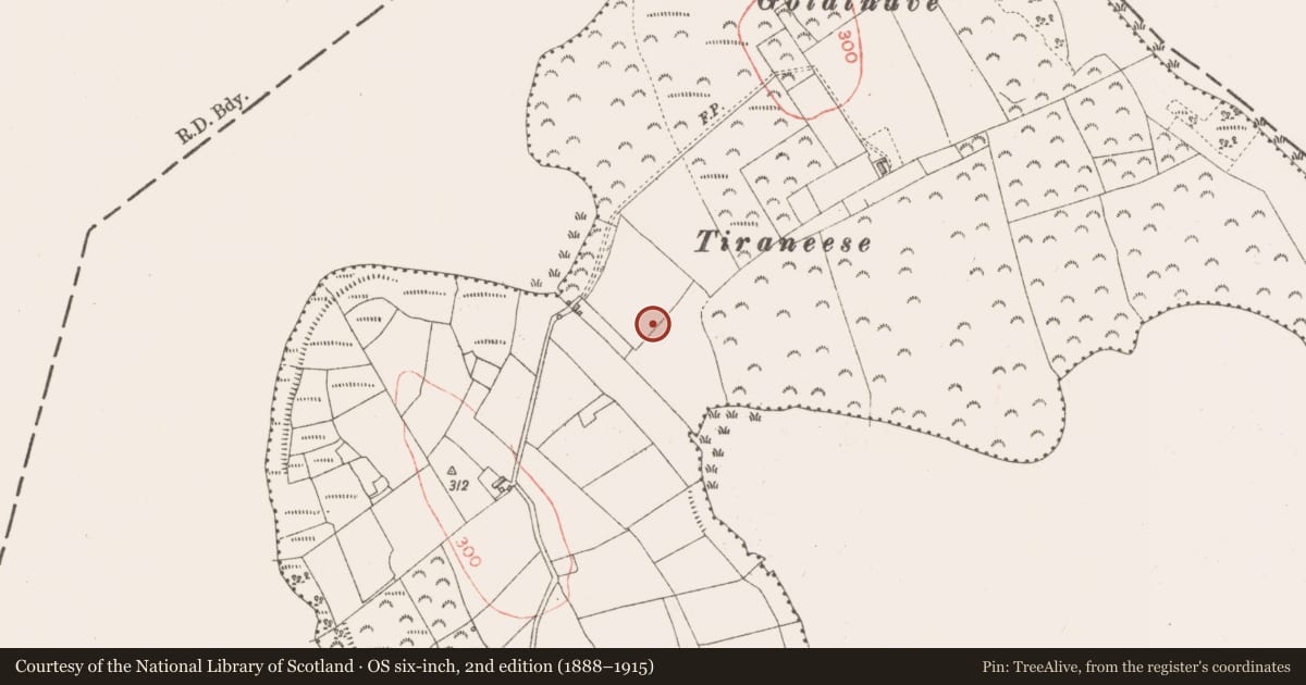 Ordnance Survey six-inch map, 2nd edition (1888–1915) covering the location of Enclosure, Aghanoran, County Longford, with a pin at the register's coordinates