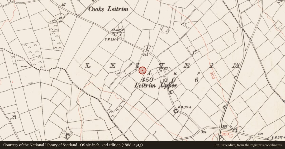 Ordnance Survey six-inch map, 2nd edition (1888–1915) covering the location of Ringfort - rath, Leitrim, County Longford, with a pin at the register's coordinates