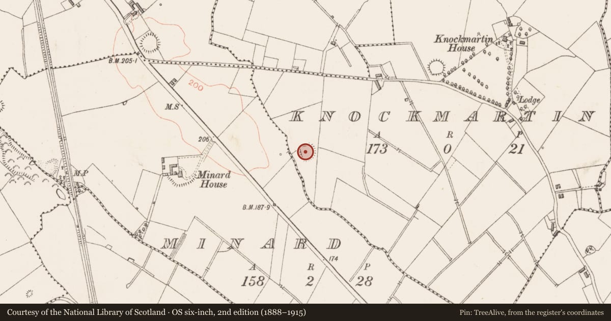 Ordnance Survey six-inch map, 2nd edition (1888–1915) covering the location of Ringfort - rath, Knockmartin, County Longford, with a pin at the register's coordinates
