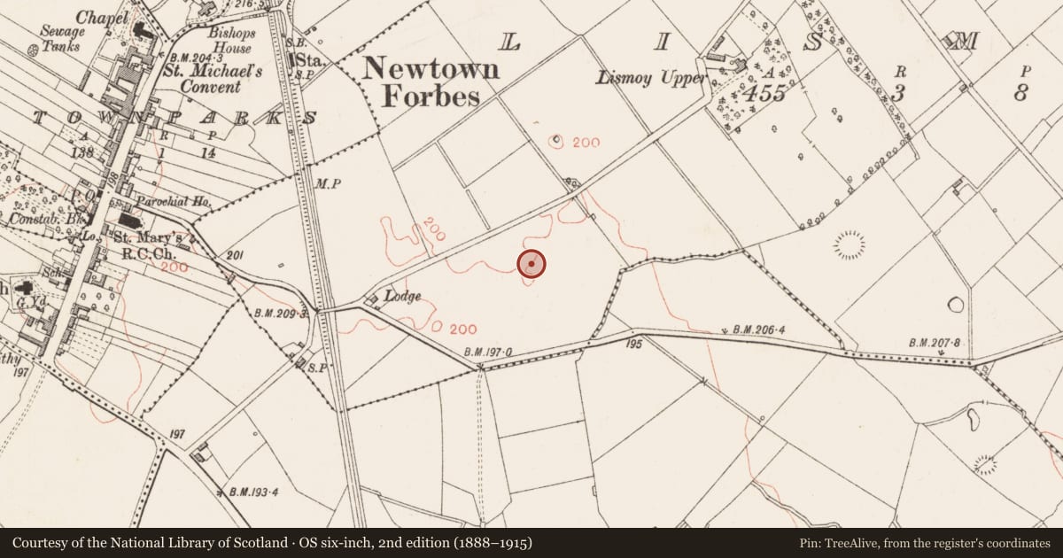 Ordnance Survey six-inch map, 2nd edition (1888–1915) covering the location of Earthwork, Lismoy, County Longford, with a pin at the register's coordinates