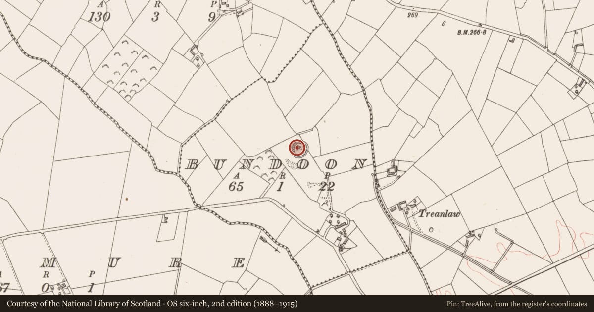 Ordnance Survey six-inch map, 2nd edition (1888–1915) covering the location of Ringfort - rath, Bundoon, County Longford, with a pin at the register's coordinates