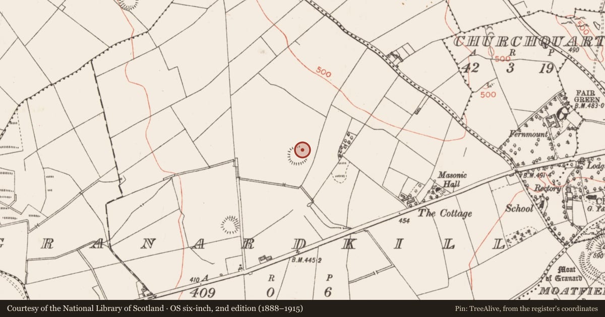 Ordnance Survey six-inch map, 2nd edition (1888–1915) covering the location of House - indeterminate date, Granardkill, County Longford, with a pin at the register's coordinates