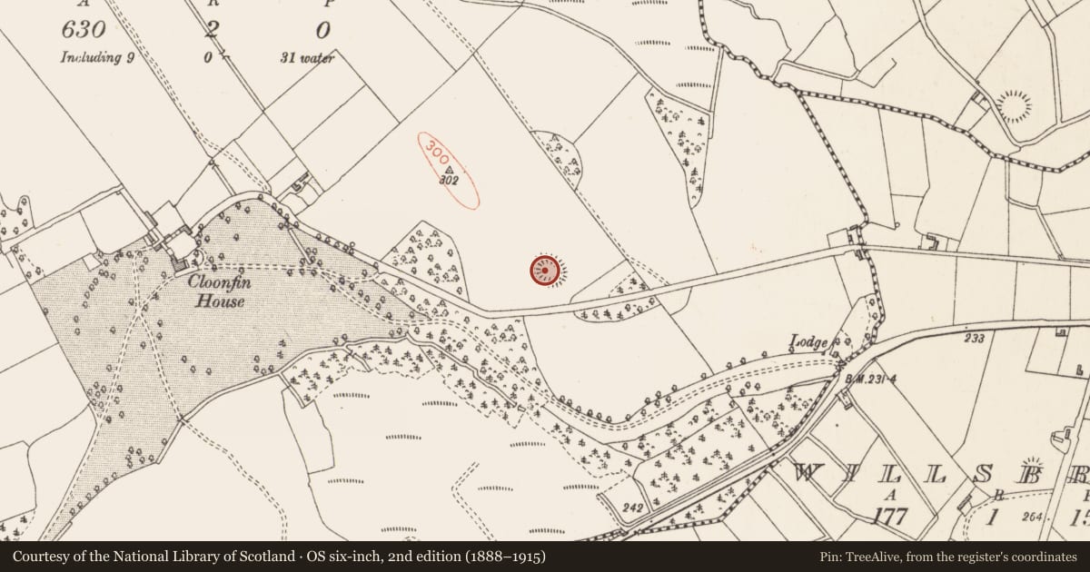 Ordnance Survey six-inch map, 2nd edition (1888–1915) covering the location of Ringfort - rath, Cloonfin, County Longford, with a pin at the register's coordinates