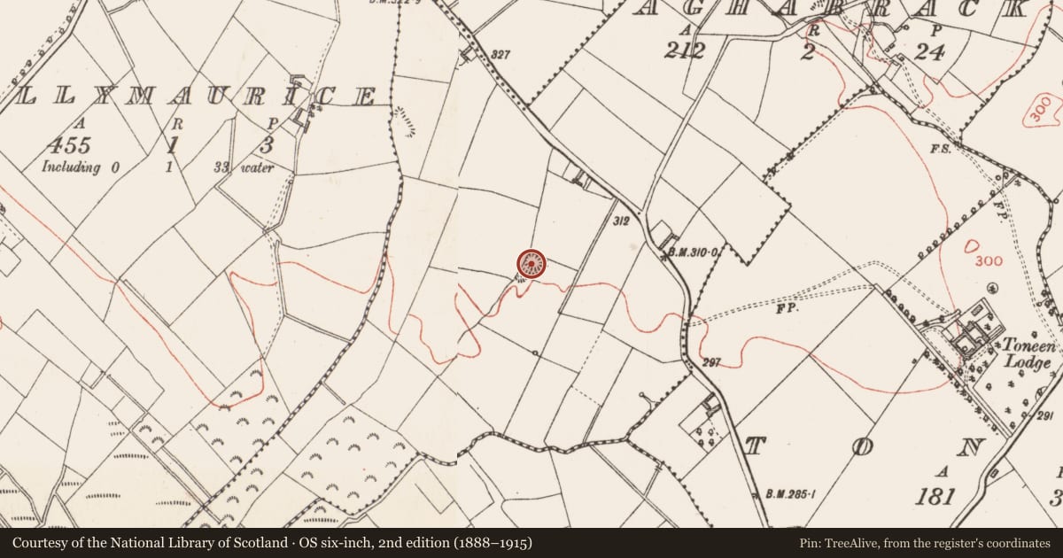 Ordnance Survey six-inch map, 2nd edition (1888–1915) covering the location of Ringfort - rath, Aghabrack, County Longford, with a pin at the register's coordinates