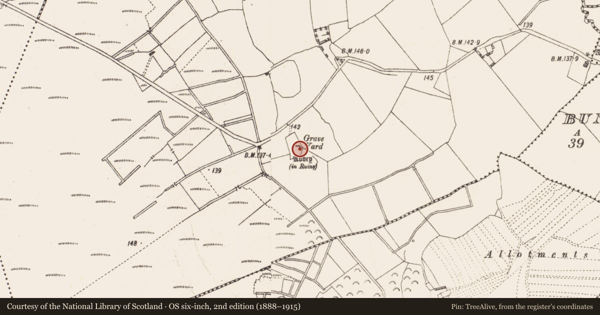 Ordnance Survey six-inch map, 2nd edition (1888–1915) covering the location of Cross-slab, Ballynakill, County Longford, with a pin at the register's coordinates