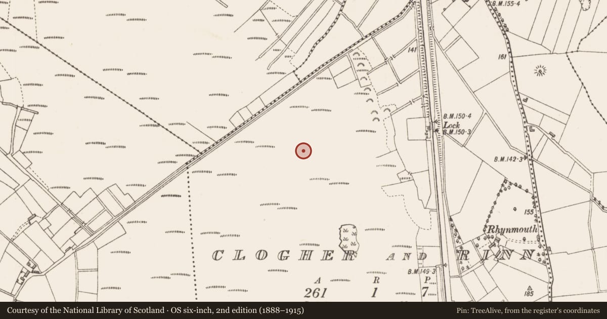 Ordnance Survey six-inch map, 2nd edition (1888–1915) covering the location of Road - class 2 togher, Clogher And Rinn, County Longford, with a pin at the register's coordinates