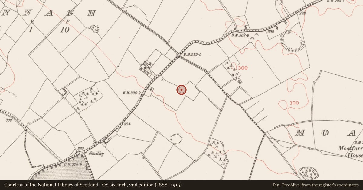 Ordnance Survey six-inch map, 2nd edition (1888–1915) covering the location of Ringfort - rath, Ballyhoolivan, County Longford, with a pin at the register's coordinates