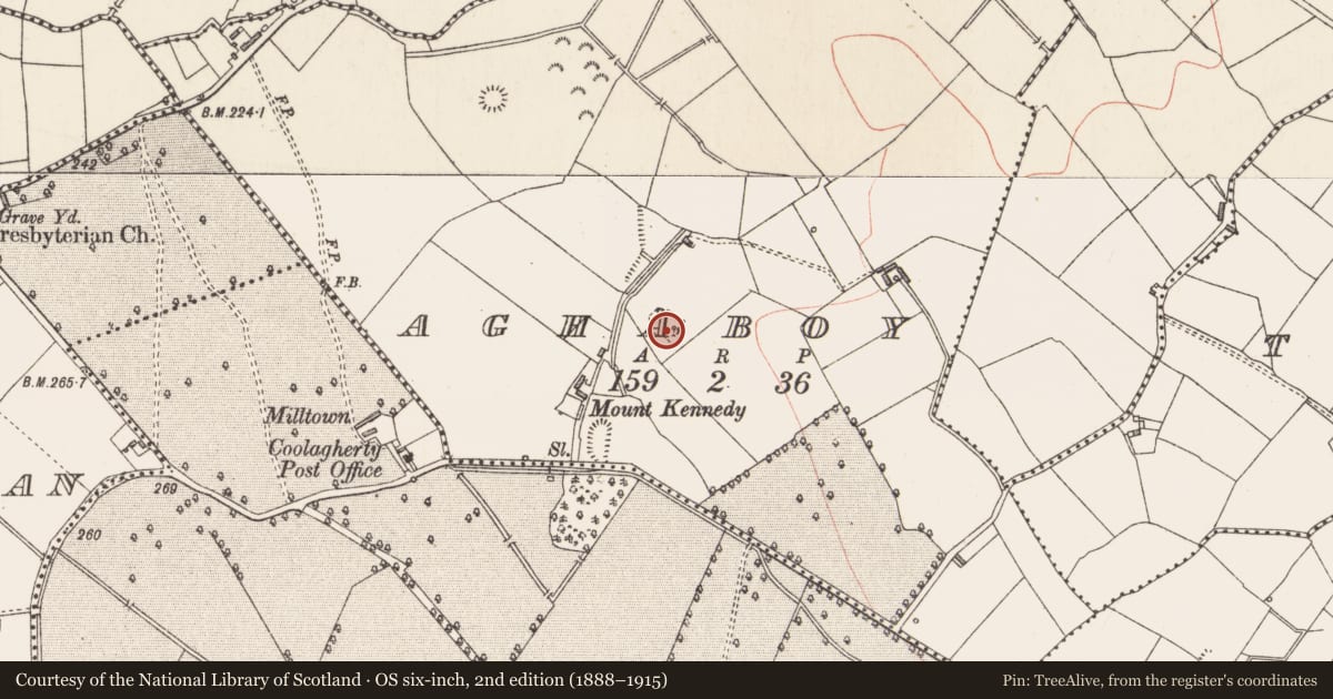 Ordnance Survey six-inch map, 2nd edition (1888–1915) covering the location of Ringfort - rath, Aghaboy, County Longford, with a pin at the register's coordinates
